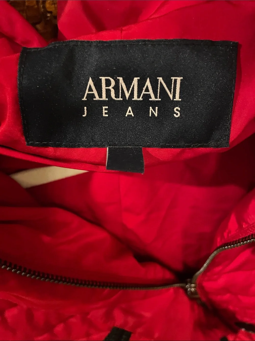 Armani Jeans Girls Red Faux Fur Quilted Winter Coat Removable Hood size 10